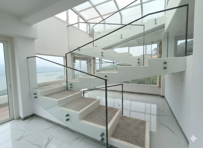 modern glass staircase railing system